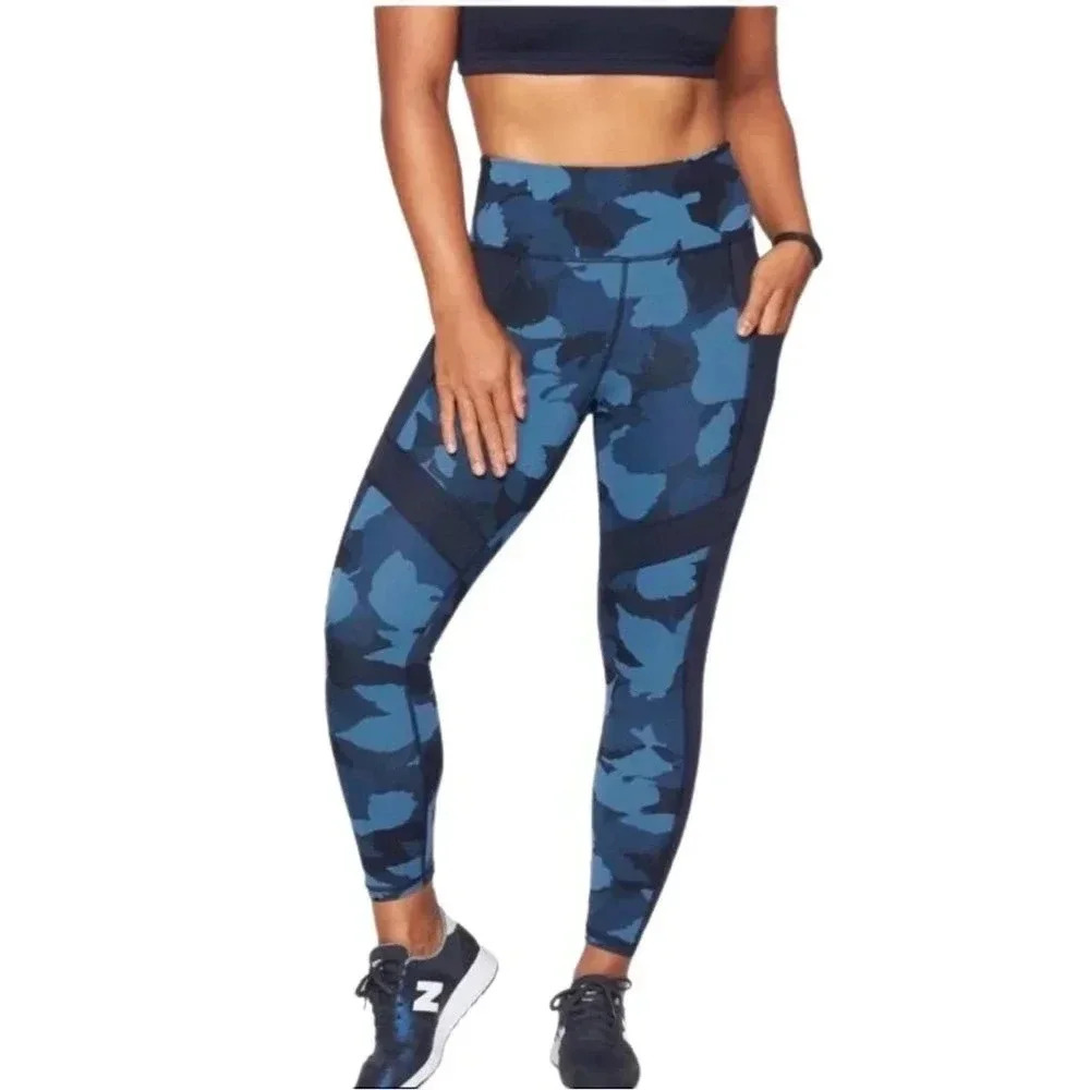 Athleta 7/8 Blue Camo Cropped Leggings Size XS